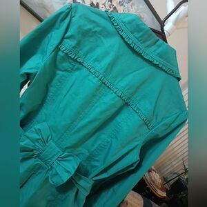 NWOT Green Candie's Ruffle Trim Exclusive Jacket/Pea Coat, size L